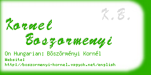 kornel boszormenyi business card